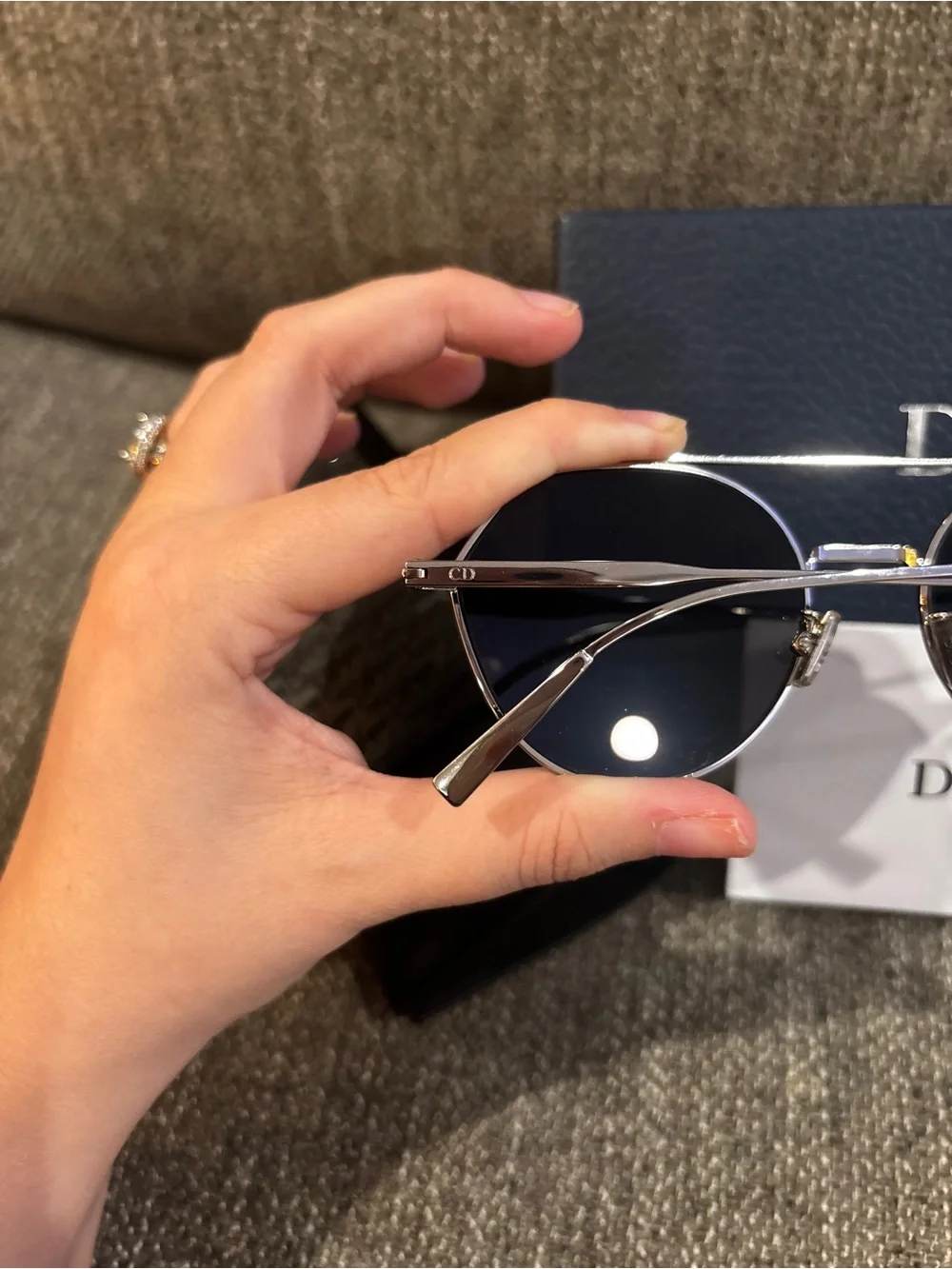 Christian Dior Round Sunglasses in Black and Silver frames